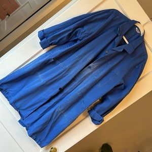 Vintage long French chore coat blue one size